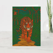 Carte Cloisonne Art Tiger on the Jungle Path (Devant)