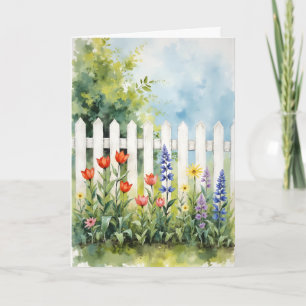 Carte Clôture à piquets avec fleurs de sympathie