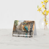 Carte clôture en fer forgé turquoise (Fleur jaune)