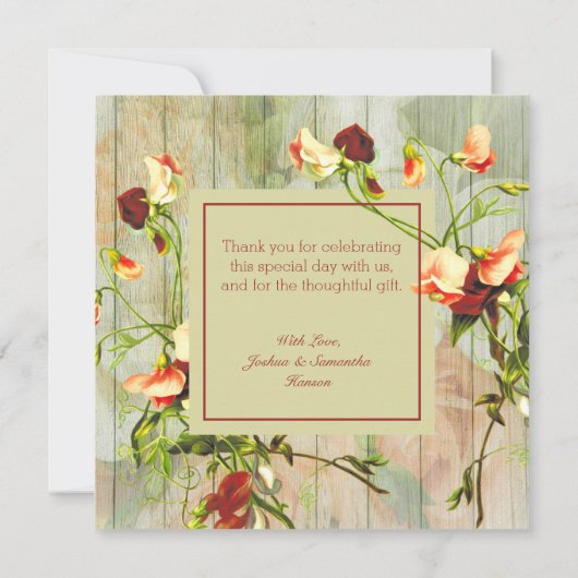 Carte Clôture peinte avec Merci à fleurs de printemps (Dos)