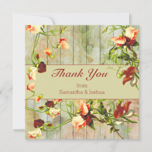 Carte Clôture peinte avec Merci à fleurs de printemps