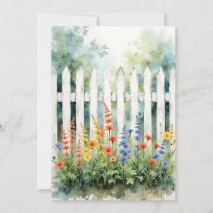 Carte Clôture Picket Pensée Pour Vous avec Fleurs À Plat