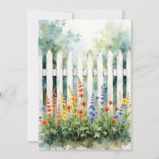 Carte Clôture Picket Pensée Pour Vous avec Fleurs À Plat (Devant)