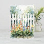 Carte Clôture Picket Pensée Pour Vous avec Fleurs À Plat (Debout devant)