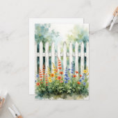 Carte Clôture Picket Pensée Pour Vous avec Fleurs À Plat (Devant/Arrière en situation)