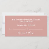 Carte Clou Salon Rose Gold Drives Certificats cadeaux (Dos)