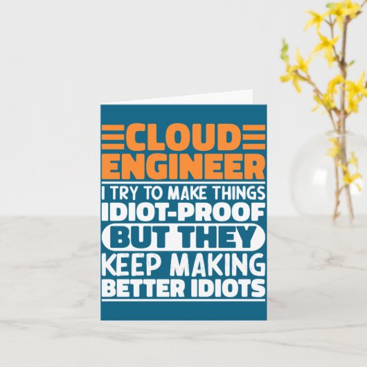 Carte Cloud Engineer I Try To Make Things Funny Sayings  (Fleur jaune)