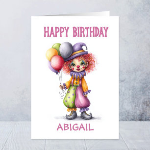 Carte Clown Adorable Tenant Ballons Anniversaire