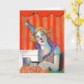 Carte Clown coudre mon maillot d'anniversaire Crafter (Fleur jaune)