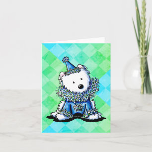 Carte Clown de cirque en satin bleu Westie