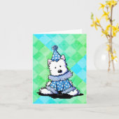 Carte Clown de cirque Westie blanc (Fleur jaune)