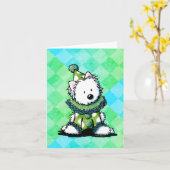 Carte Clown de cirque Westie vert (Fleur jaune)