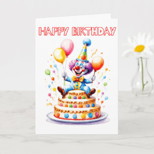 Carte Clown de fête d'anniversaire festive