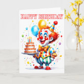 Carte Clown de Fête d'Anniversaire Joyeuse (Fleur jaune)