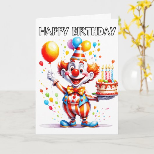 Carte Clown de fête d'anniversaire mignon (Fleur jaune)