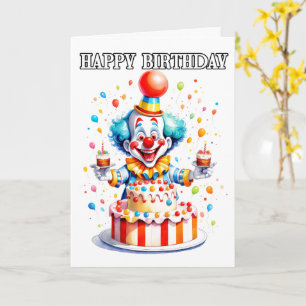 Carte Clown de fête d'anniversaire un peu fou