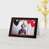 Carte Clown déplaisant - Joyeux anniversaire à Halloween (Fleur jaune)