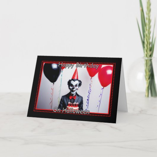 Carte Clown déplaisant - Joyeux anniversaire à Halloween (Devant)