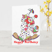 Carte Clown, joyeux anniversaire (Fleur jaune)