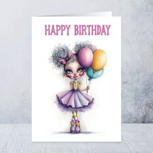 Carte Clown Mignon Avec Ballons Colorés Anniversaire