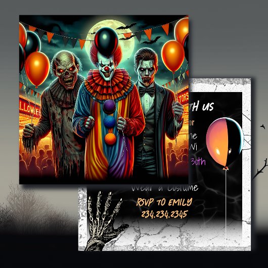 Carte Clown, vampire et parti d'Halloween Zombie