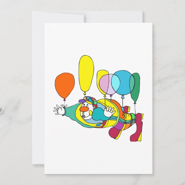 Carte Clown volant en ballon (Devant)
