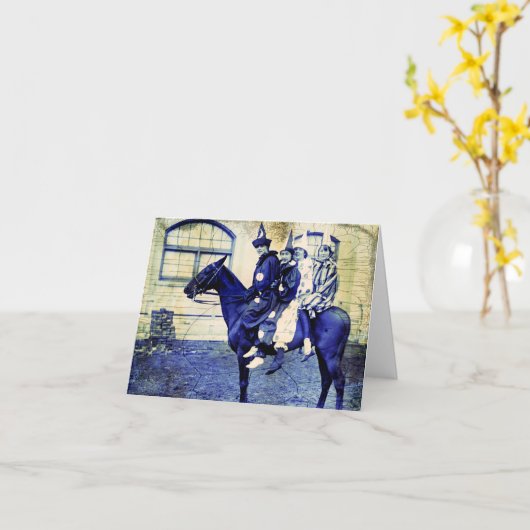 Carte Clowns d'Halloween sur un cheval (Fleur jaune)