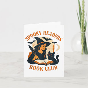 Carte Club de lecture Spooky Readers Livre Sorcière Chat