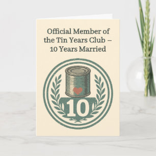 Carte Club des Années de Étain Emblème Vintage 10e Anniv