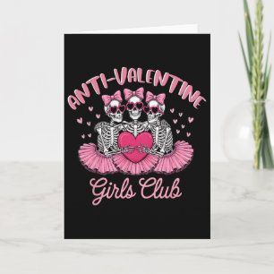 Carte Club des filles anti-Saint-Valentin squelette rose