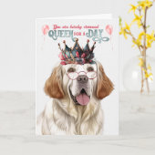 Carte Clumber Spaniel Dog Queen pour jour drôle annivers (Fleur jaune)