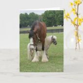 Carte Clydesdale debout au-dessus de Miniature Pony (Fleur jaune)