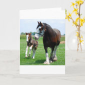 Carte Clydesdale et pouliche (Fleur jaune)