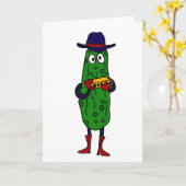 Carte CM - Drôle Pickle Jouer Harmonica Cartoon (Fleur jaune)