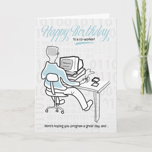 Carte Co-Worker Funny Computer Guy Anniversaire (Devant)