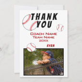 Carte Coach Merci Photo Baseball (Devant)