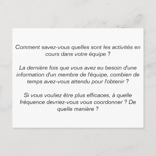 Carte coaching d'équipe "1/6 : Coordination" (Dos)