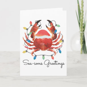 Carte Coastal Beach Christmas Nautical Crab Holiday