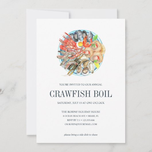 Carte Coastal Chic CRAWFISH Seafood Boil Party (Devant)
