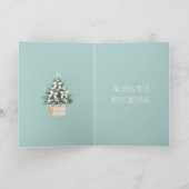 Carte Coastal Christmas Tree Bows Blue Beach Ocean (Intérieur)