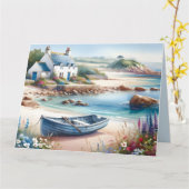 Carte Coastal Cottage Seaside Rowboat Bloom (Fleur jaune)