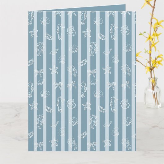 Carte Coastal Nautical Pattern | Blue Sea Shell & Seahor (Fleur jaune)