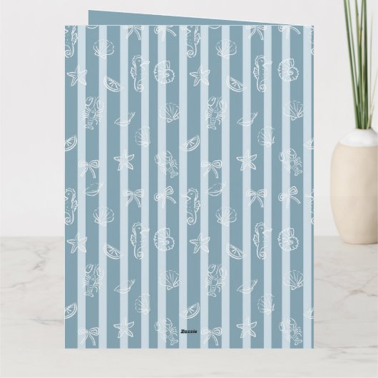 Carte Coastal Nautical Pattern | Blue Sea Shell & Seahor (Dos)