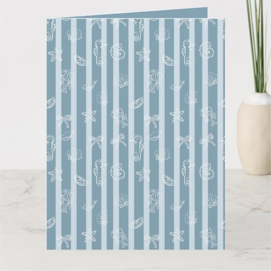 Carte Coastal Nautical Pattern | Blue Sea Shell & Seahor (Devant)