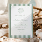 Carte Coastal Sage Stripe Shell Wedding Save the Date