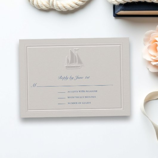 Carte Coastal Sailboat Formal Classic Wedding Response
