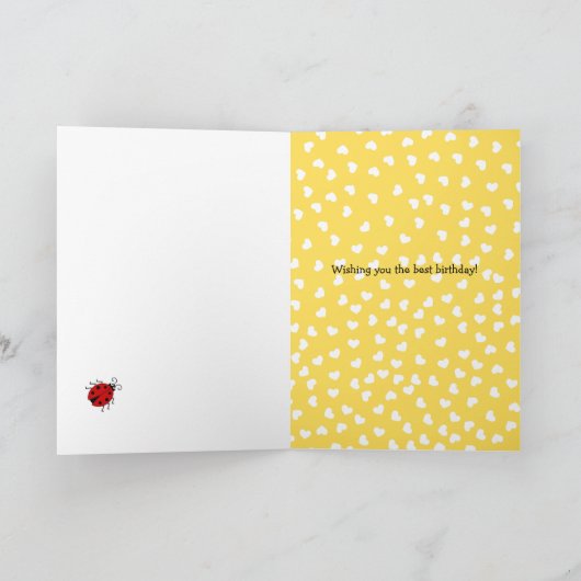 Carte Coccinelle bleu jaune ajouter nom anniversaire (Intérieur)