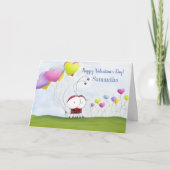 Carte Coccinelle charmante avec des ballons en forme de (Devant)