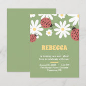 Carte Coccinelle et marguerites florale féminine invitat (Devant / Derrière)