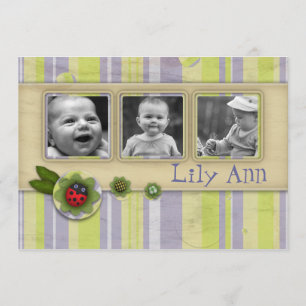 Carte Coccinelle et rayures Photo Cadeau Message